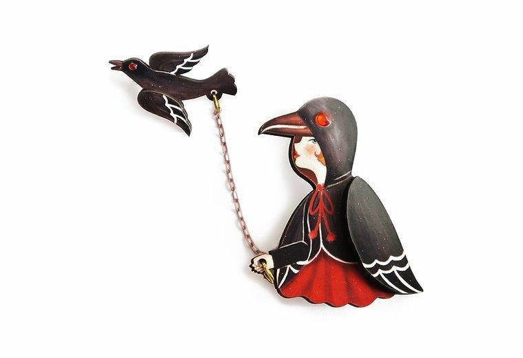 Raven Girl Brooch by LaliBlue - Quirks!