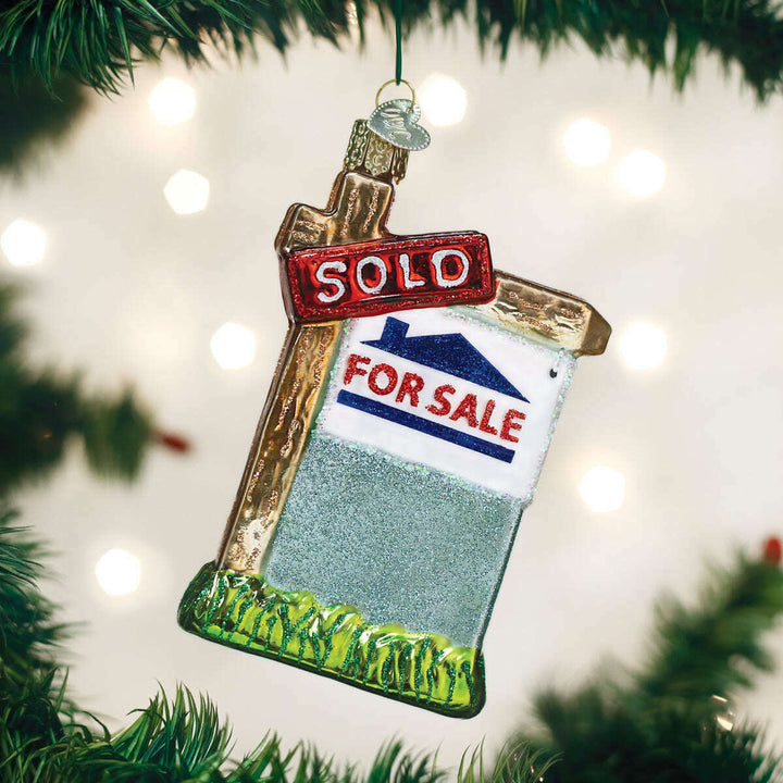 Old World Christmas Realty Sign Blown Glass Ornament