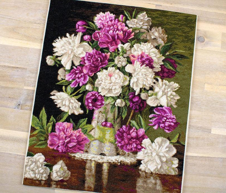 Red and White Peonies B608L Counted Cross-Stitch Kit