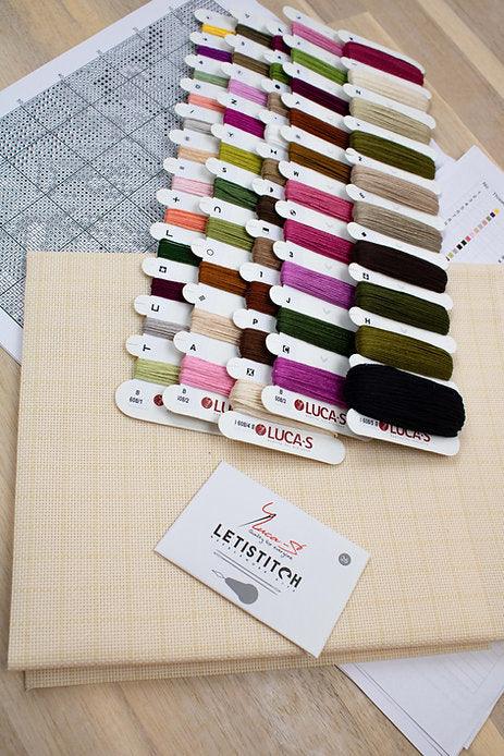 Red and White Peonies B608L Counted Cross-Stitch Kit