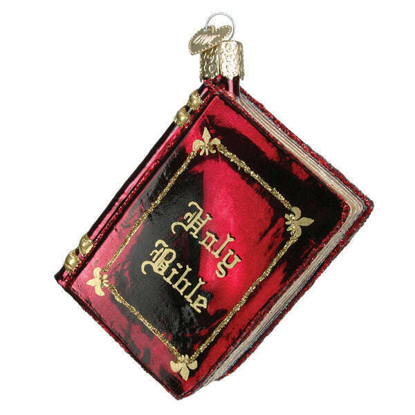 Old World Christmas Red Bible Blown Glass Ornament