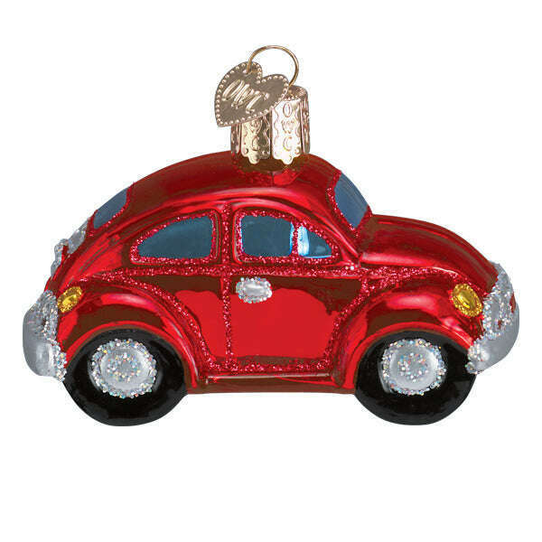 Old World Christmas Red Buggy Blown Glass Ornament