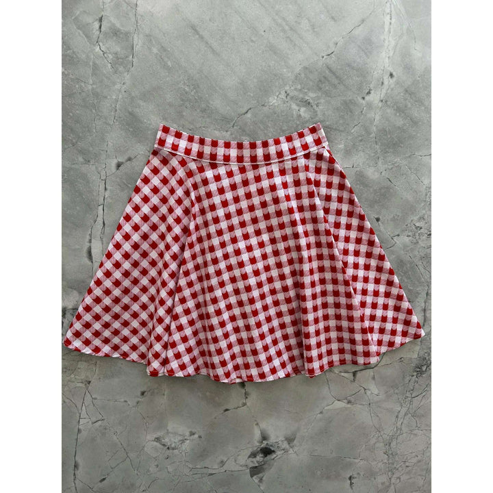 Red Check Kitties Skater Skirt