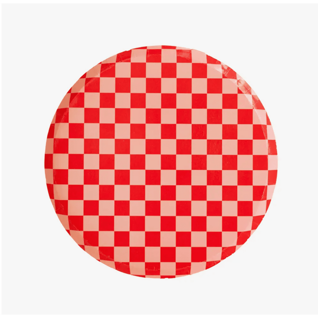Red Check Large Dinner Plates for Valentine's Day