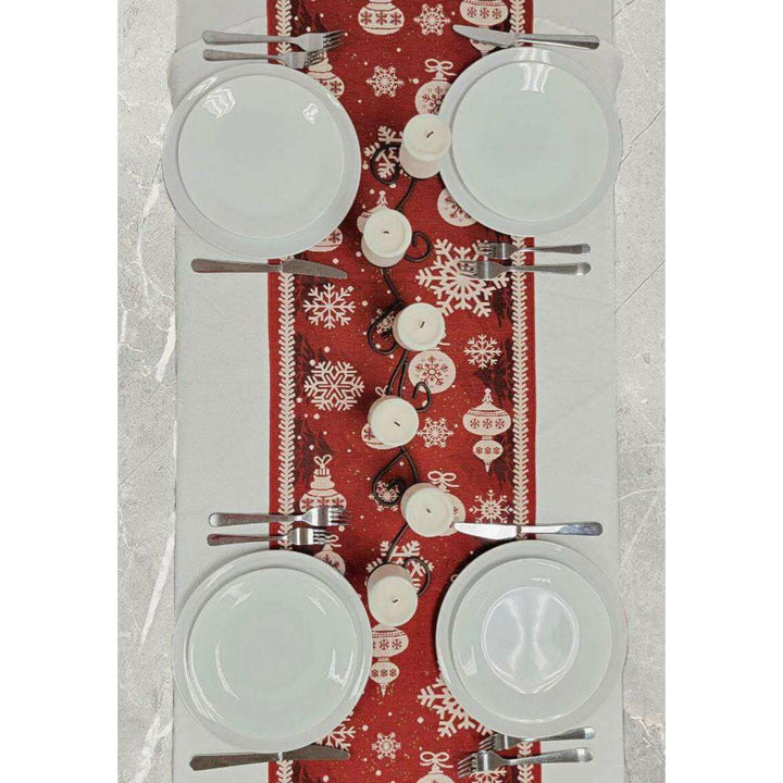 Red Christmas Ornaments Table Runner F07M5-10B