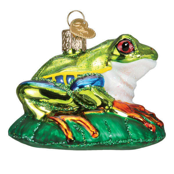 Old World Christmas Red-eyed Tree Frog Blown Glass Ornament