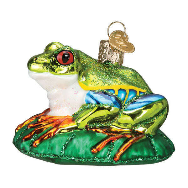 Old World Christmas Red-eyed Tree Frog Blown Glass Ornament