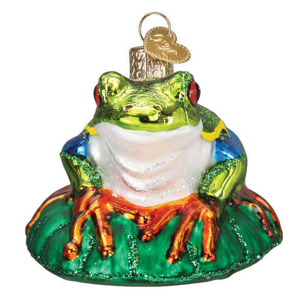 Old World Christmas Red-eyed Tree Frog Blown Glass Ornament