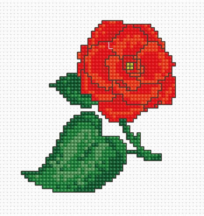 Red Flower B019L Counted Cross-Stitch Kit