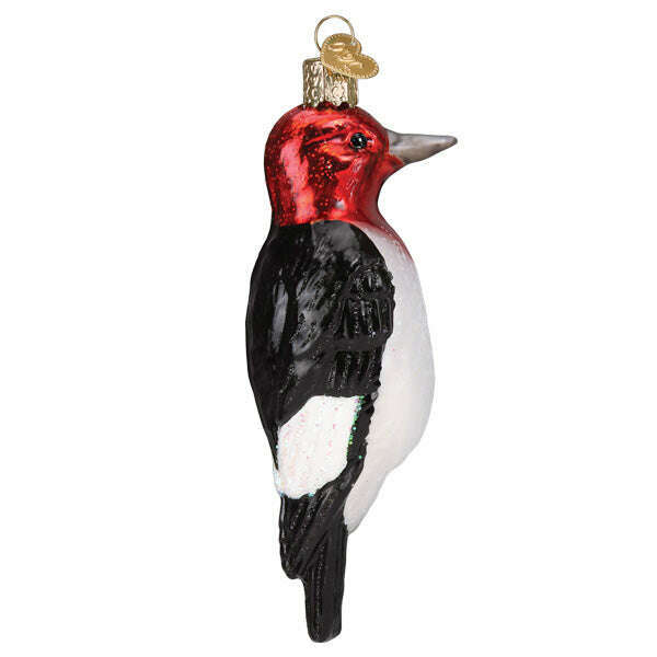 Old World Christmas Red-headed Woodpecker Blown Glass Ornament