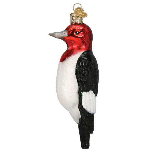 Old World Christmas Red-headed Woodpecker Blown Glass Ornament