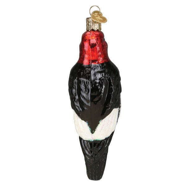 Old World Christmas Red-headed Woodpecker Blown Glass Ornament