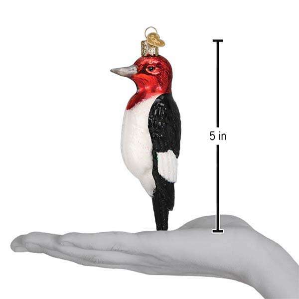 Old World Christmas Red-headed Woodpecker Blown Glass Ornament