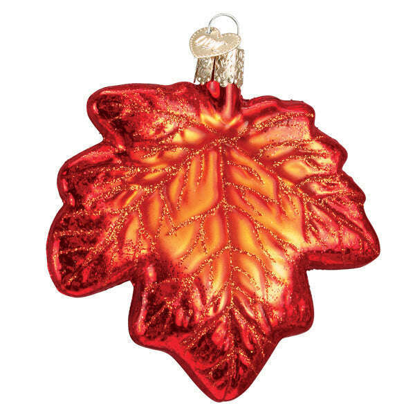 Old World Christmas Red Maple Leaf Blown Glass Ornament