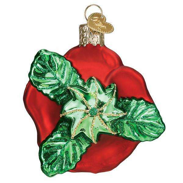 Old World Christmas Red Rose Blown Glass Ornament