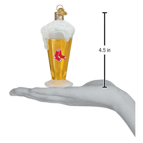 Old World Christmas Red Sox Glass of Beer Blown Glass Ornament