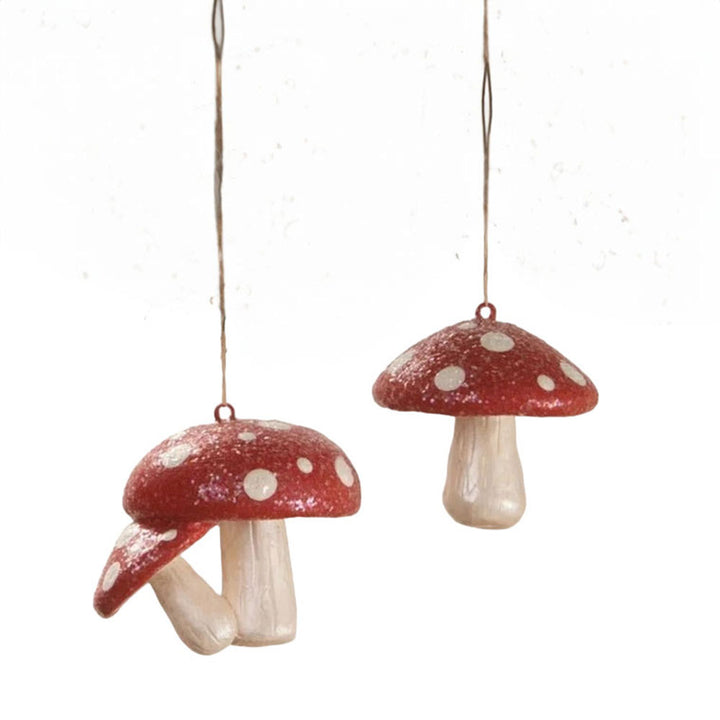 Red Spotted Mushroom Ornaments S/2 by Bethany Lowe Designs