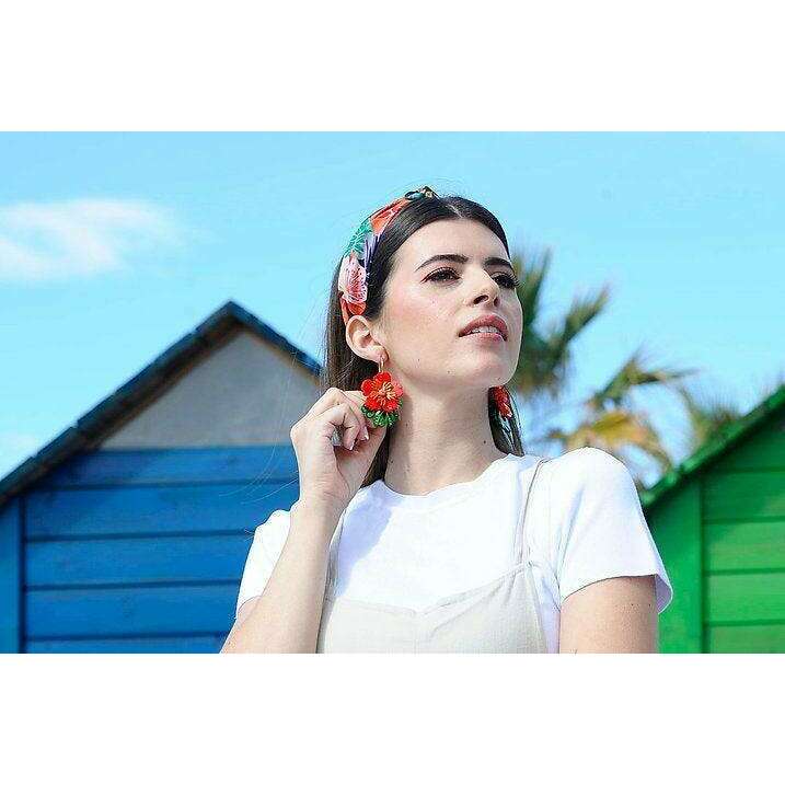 Red Tropical Flower Earrings by Laliblue - Quirks!