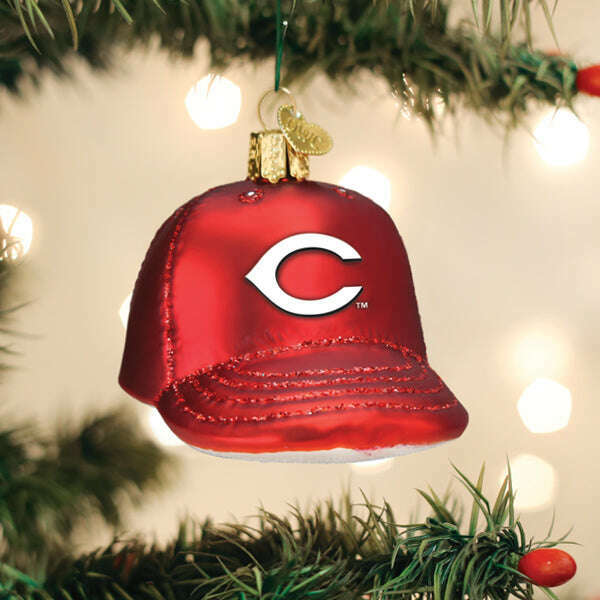 Old World Christmas Reds Baseball Cap Blown Glass Ornament