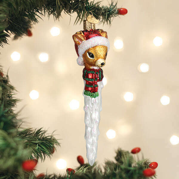 Old World Christmas Reindeer Icicle Blown Glass Ornament