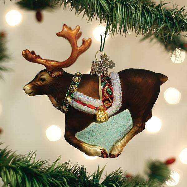 Old World Christmas Reindeer Blown Glass Ornament