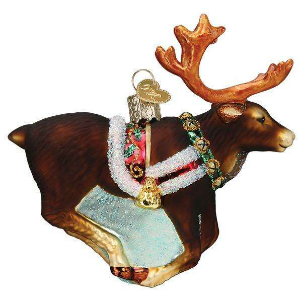 Old World Christmas Reindeer Blown Glass Ornament
