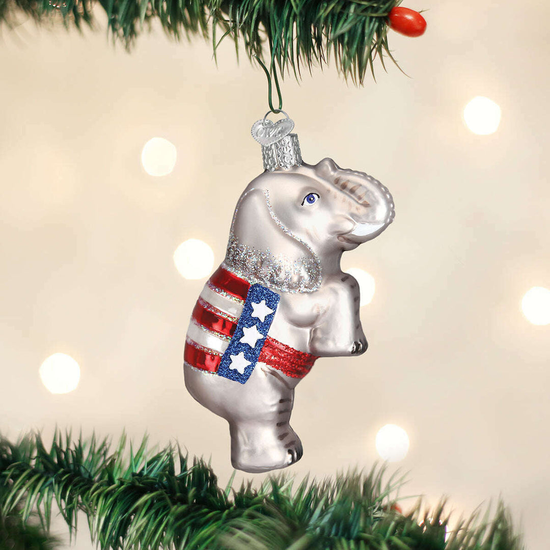 Old World Christmas Republican Elephant Blown Glass Ornament