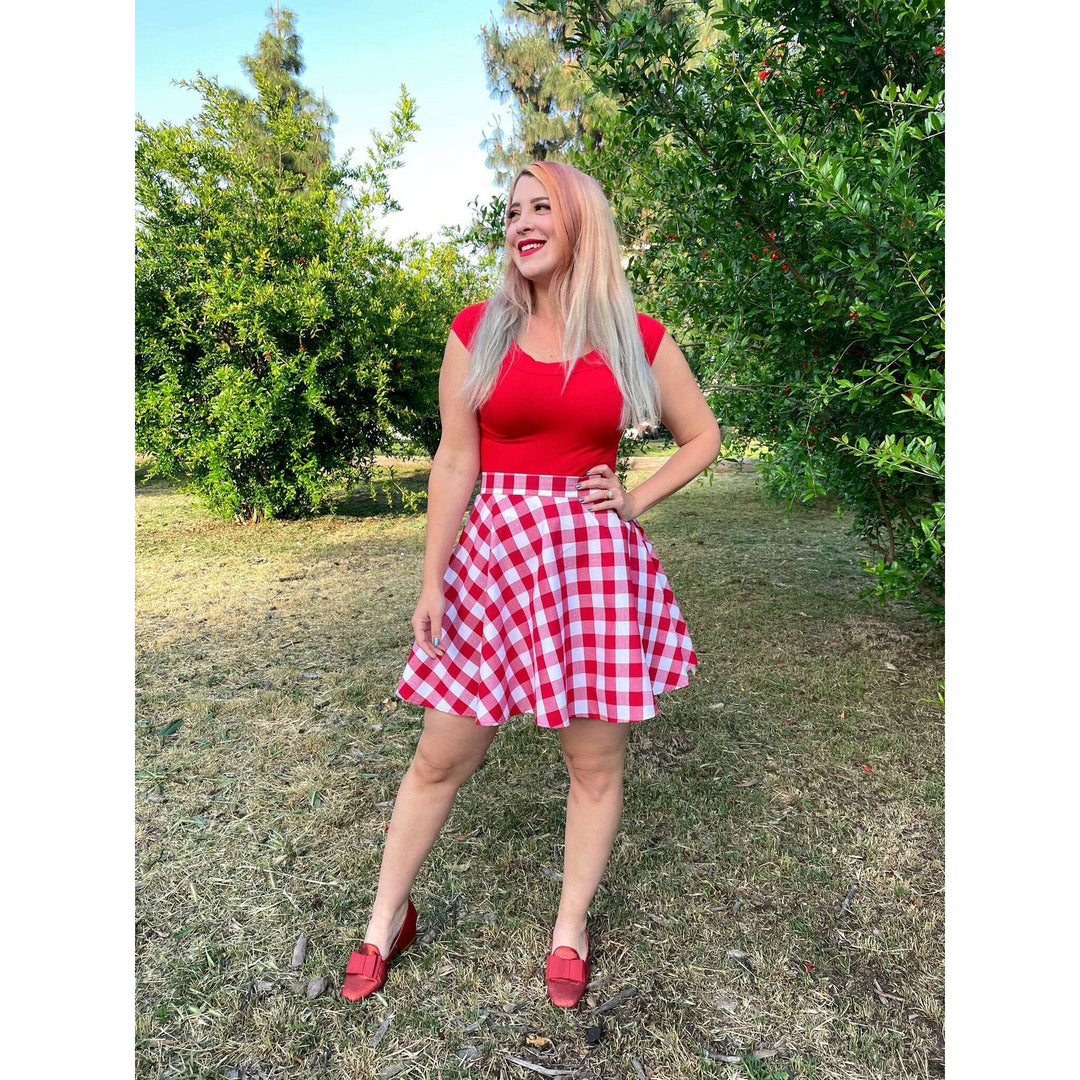 Retro Boat Neck Top in Red
