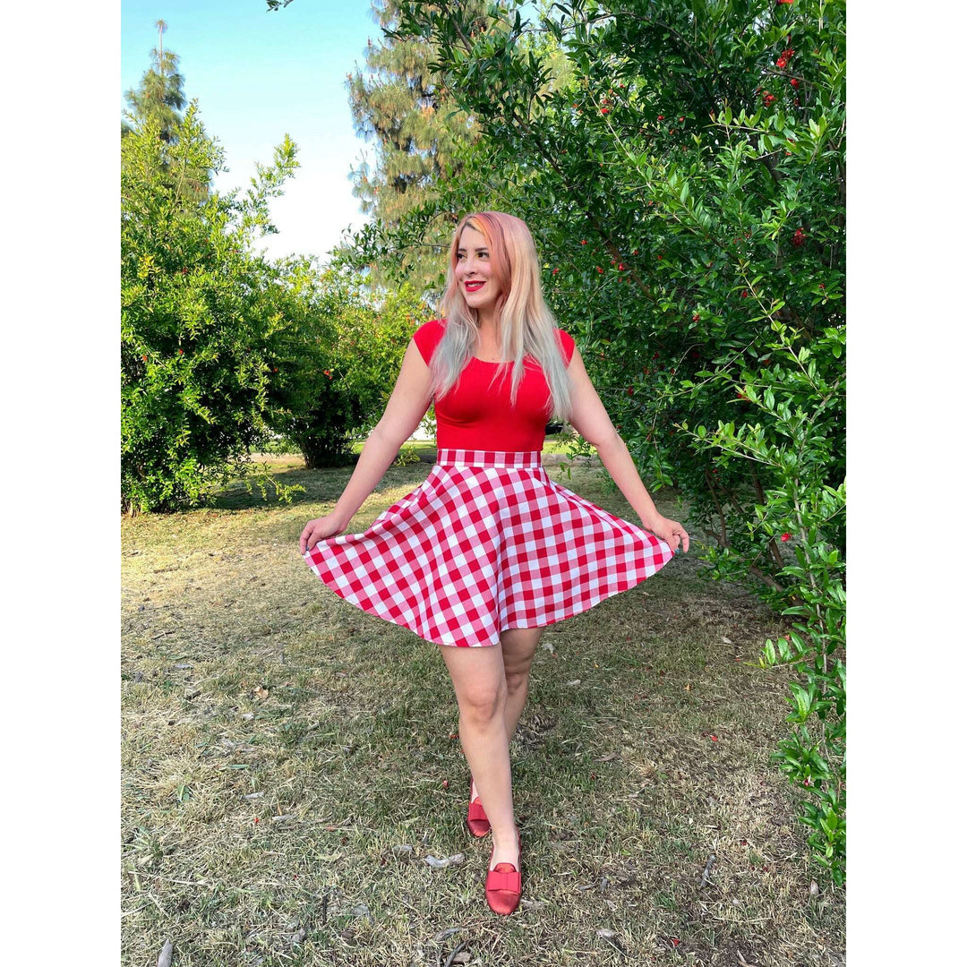 Retro Boat Neck Top in Red