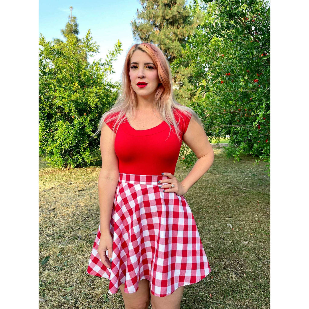 Retro Boat Neck Top in Red