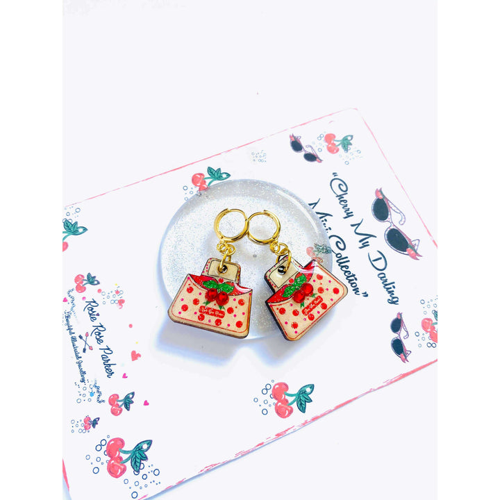 Retro Cherry Handbag Earrings by Rosie Rose Parker