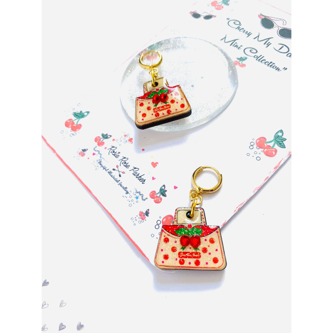 Retro Cherry Handbag Earrings by Rosie Rose Parker