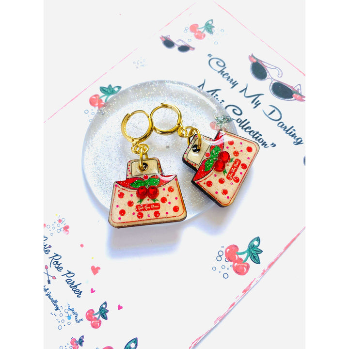 Retro Cherry Handbag Earrings by Rosie Rose Parker