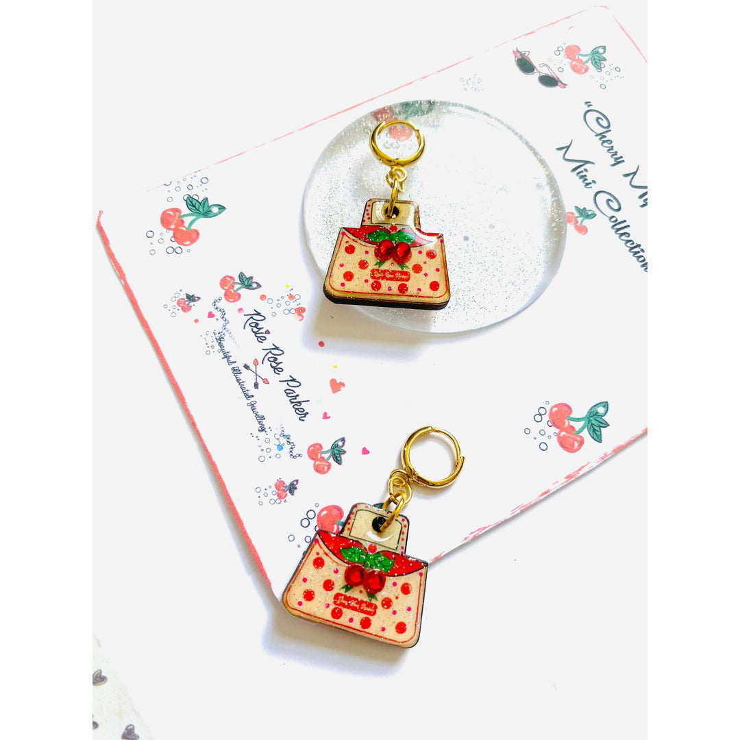 Retro Cherry Handbag Earrings by Rosie Rose Parker