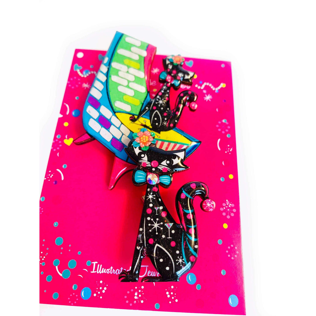 Retro Dapper Atomic Cat Brooch by Rosie Rose Parker
