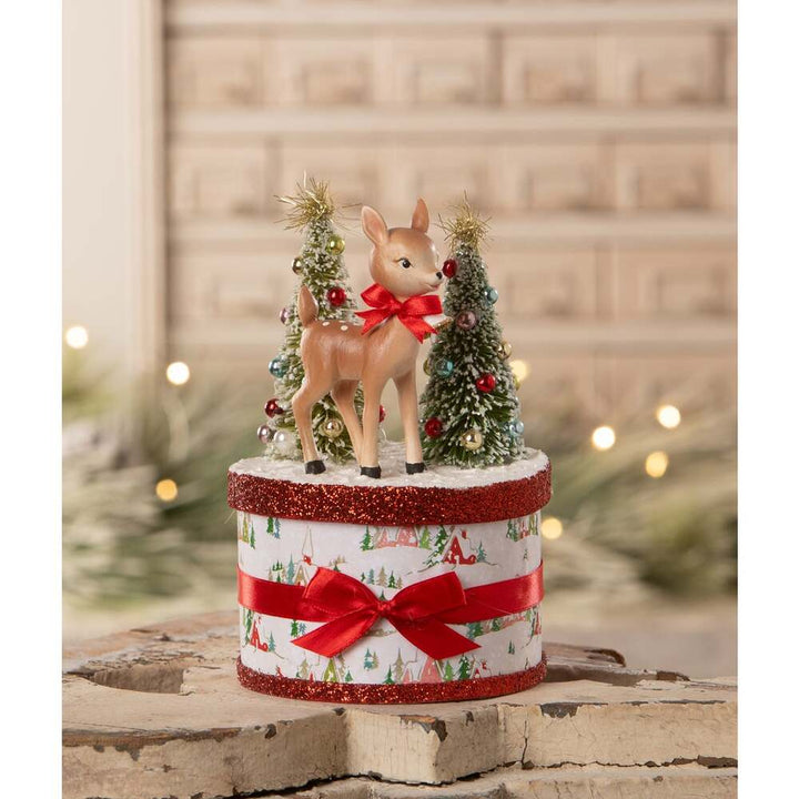 Retro Ruby Reindeer on Box by Bethany Lowe Designs