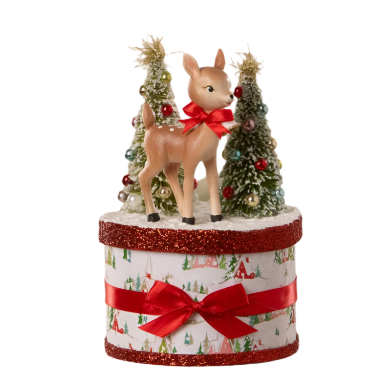 Retro Ruby Reindeer on Box by Bethany Lowe Designs