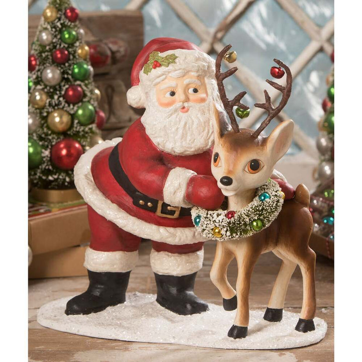 Retro Santa With Reindeer Large by Bethany Lowe Designs