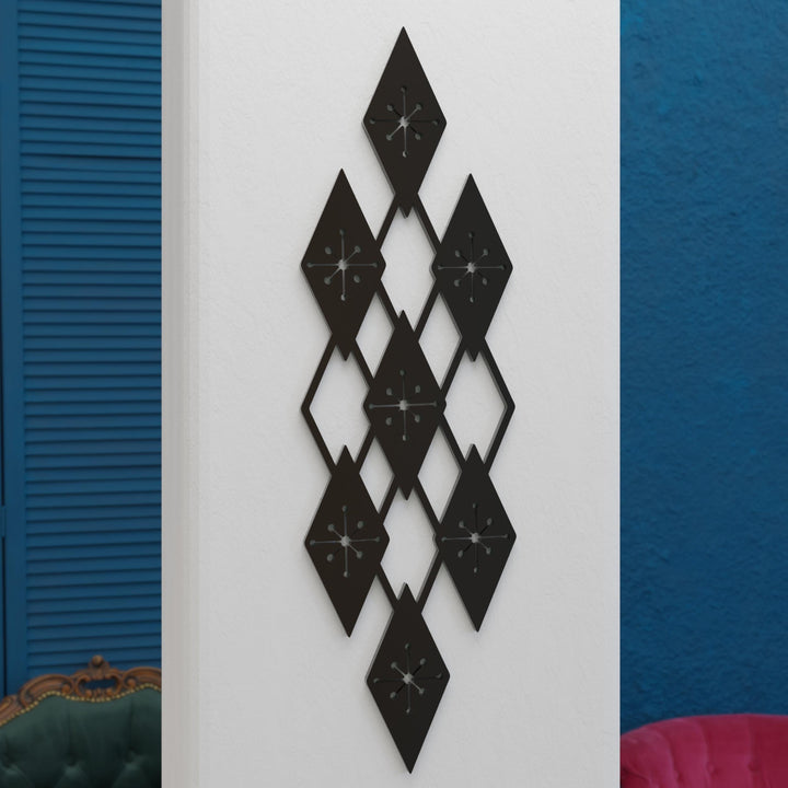 Midcentury Modern Jacks & Diamonds Lattice Rhomb Wall Decor Panels