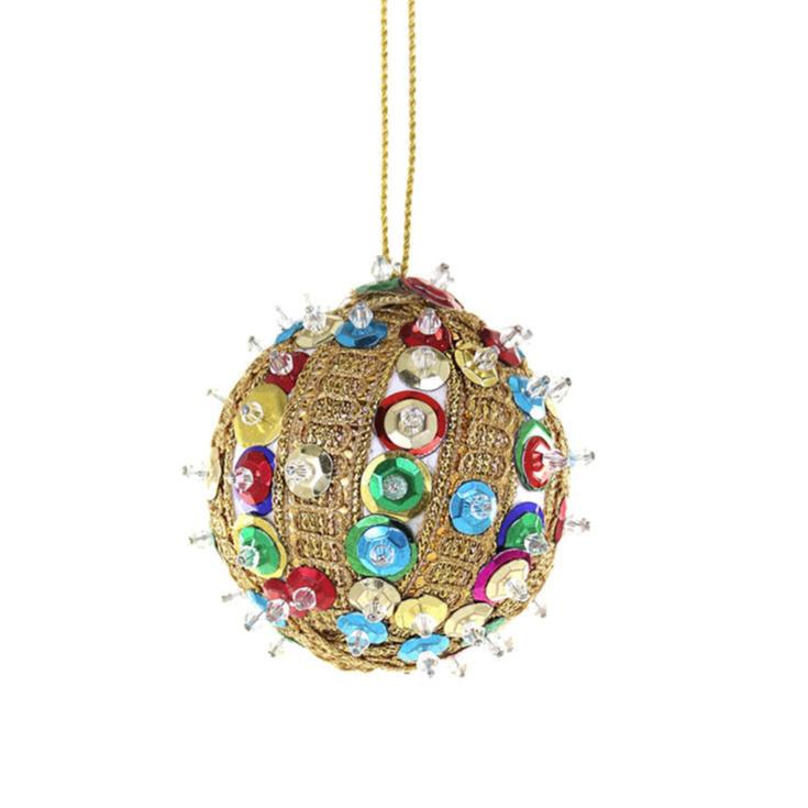 Ribboned And Sequined Bauble - Small by Cody Foster & Co