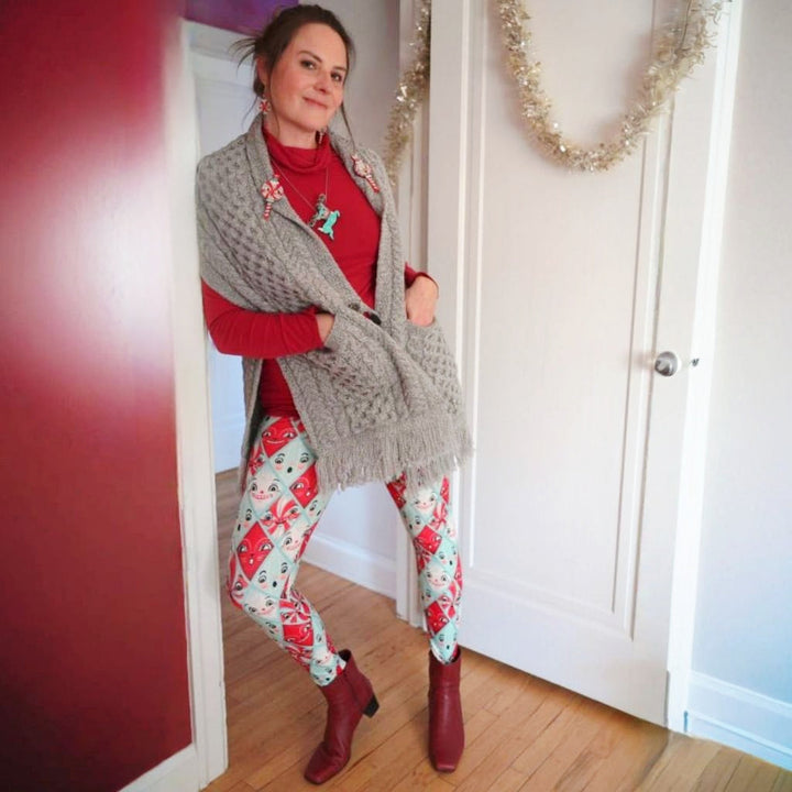 "Holiday Faces" (Johanna Parker Exclusive) Christmas Peppermint Diamonds - Leggings