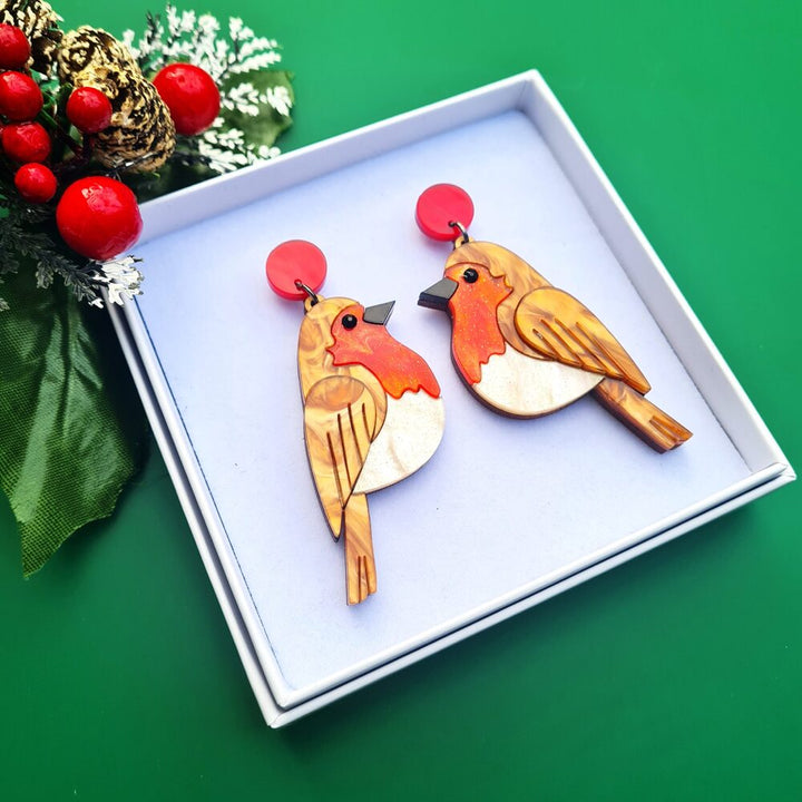 Robin Redbreast Dangle Earrings by Cherryloco Jewellery 3