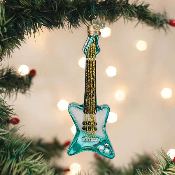 Old World Christmas Rockin' Electric Guitar Blown Glass Ornament