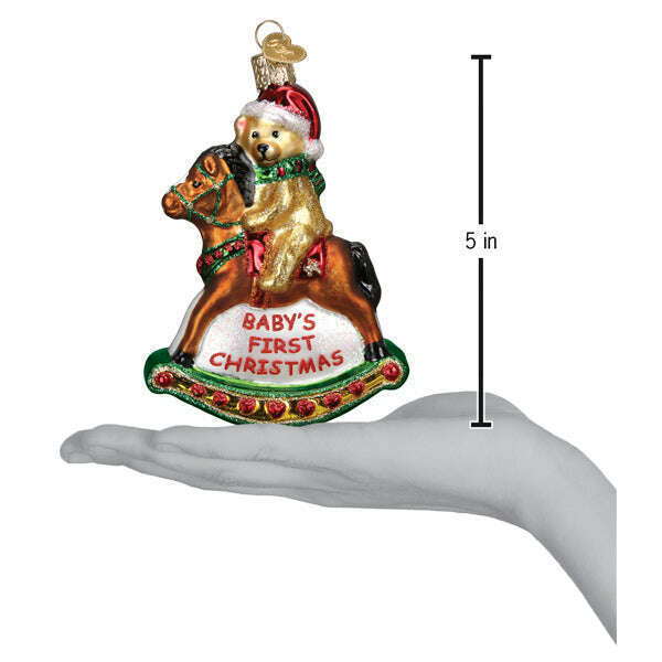Old World Christmas Rocking Horse Teddy Blown Glass Ornament