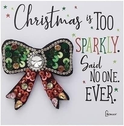 Rhinestone & Sequins Bow Christmas Pin