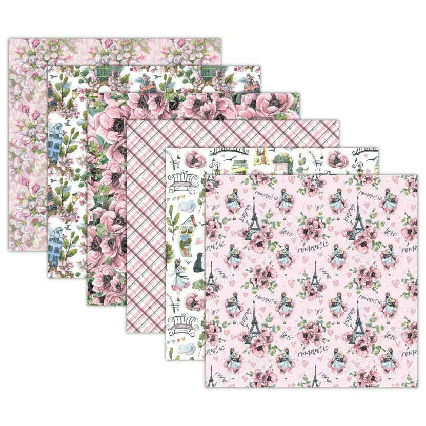 Romantic Story Scrapbook Paper Pack. 12 Sheets of 15.2x15.2cm Heavyweight Paper Pad F07M2-3 AC230312-06