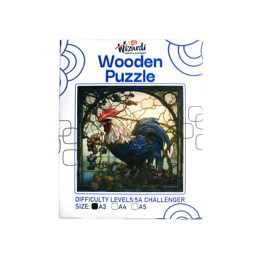 Rooster in Garden - Jigsaw Wooden Puzzle by Wizardi F07N9-17