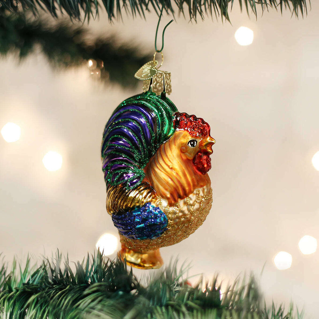 Old World Christmas Rooster Blown Glass Ornament