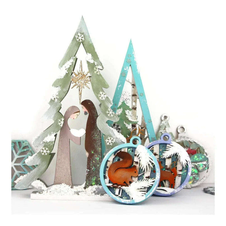 Rosa talent Winter Story 6 - Set of bases for decoration on fiberboard. 3.54*3.15 inches. 3pcs.