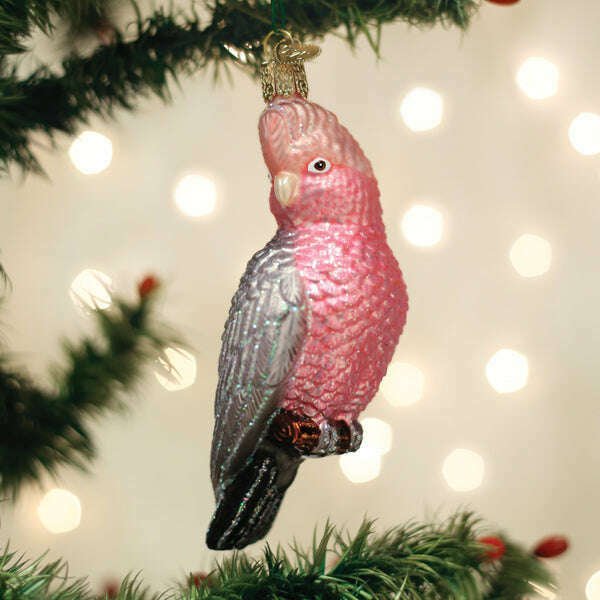Old World Christmas Rose-Breasted Cockatoo Blown Glass Ornament